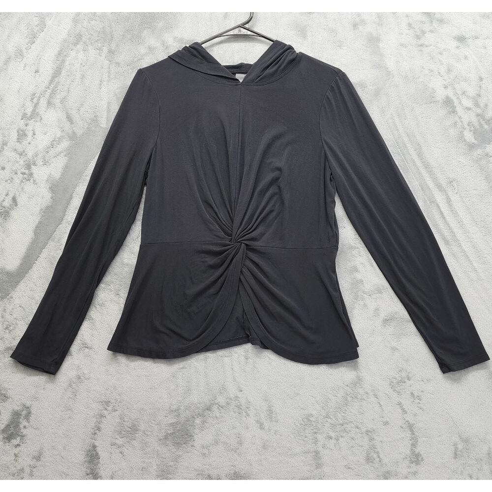 Sweaty Betty Tori Hooded‎ Long Sleeve Twist Front Top Size US 6 Black Workout